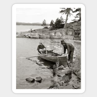 Whitefish Bay Fishing Trip, 1906. Vintage Photo Sticker